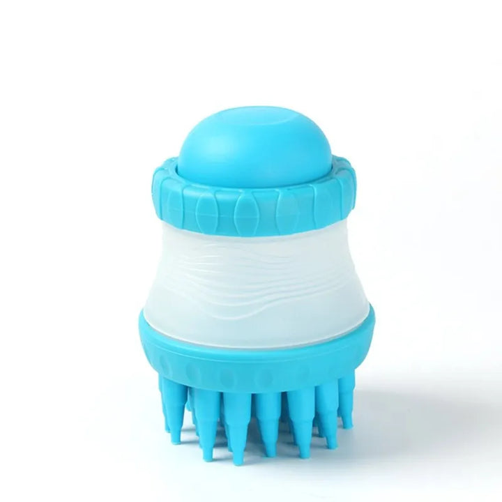 Close-up of soft silicone bristles on a pet grooming brush for comfortable use
