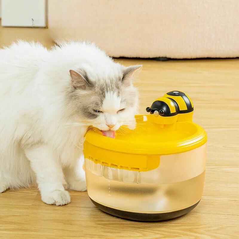 Unisex pet bee design automatic water fountain for cats and dogs with filter