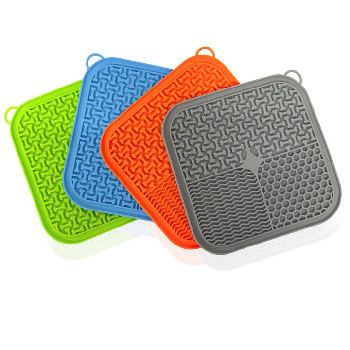 Food grade silicone pet lick mat, dog enrichment & cat calming boredom reducer toy.