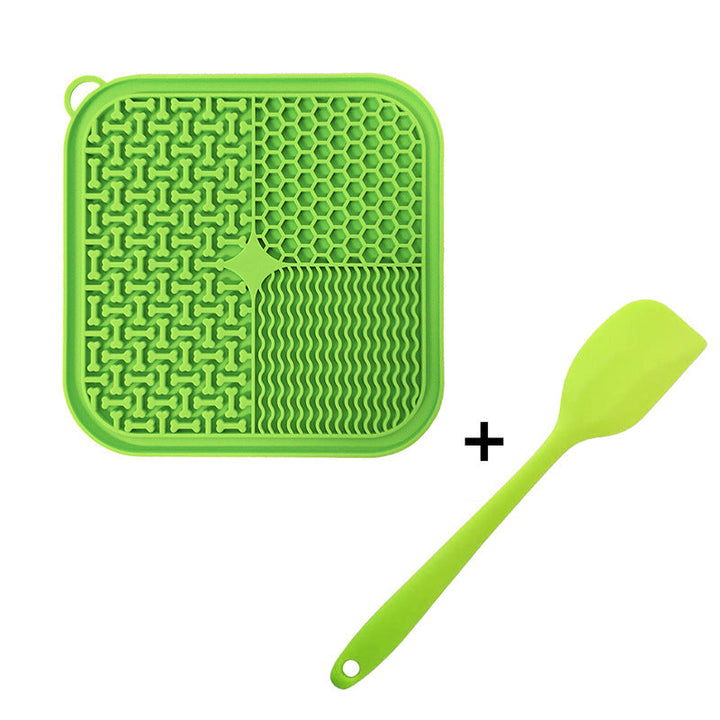 Stress-relief pet lick mat, promotes calmness in dogs & cats, easy to clean.