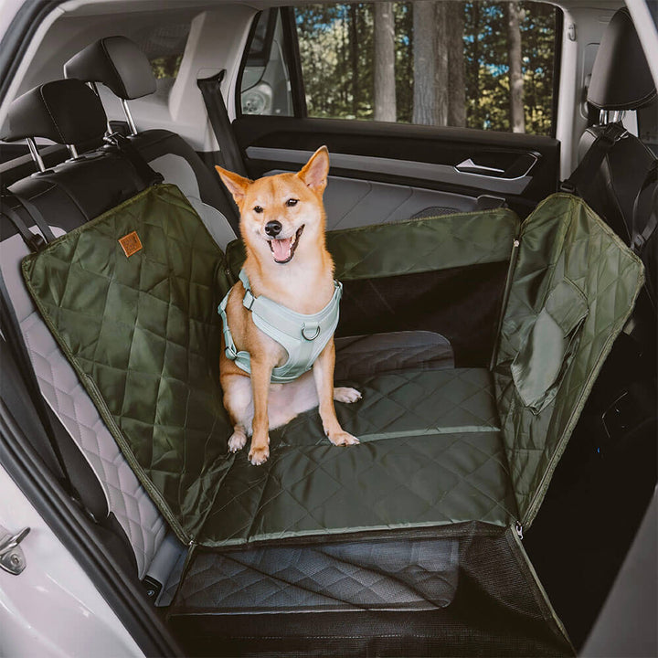 Pet Car Back Seat Extender installed in a car, showing full back seat protection for dogs