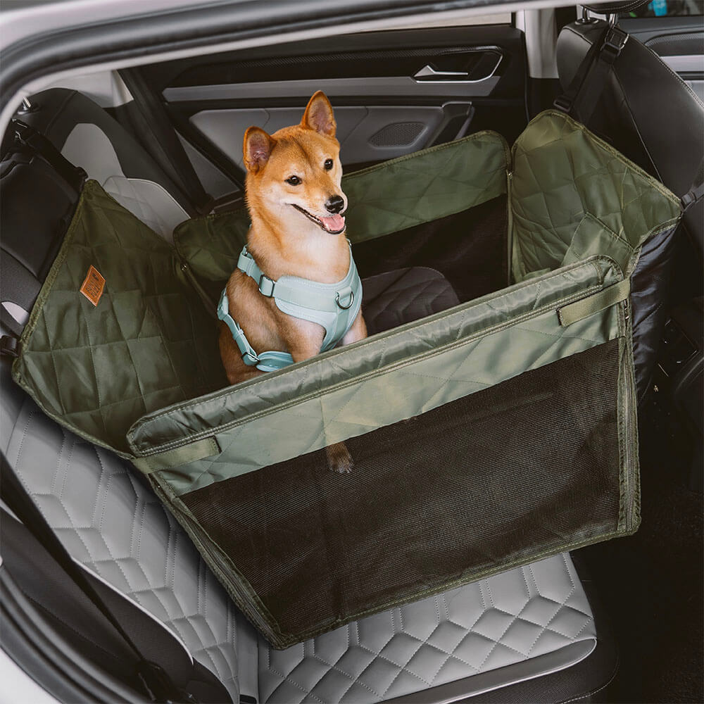 Travel gear: Dog Car Seat, a back seat extender, enhancing pet safety during car rides