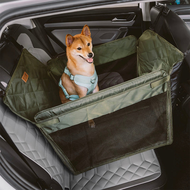 Travel gear: Dog Car Seat, a back seat extender, enhancing pet safety during car rides