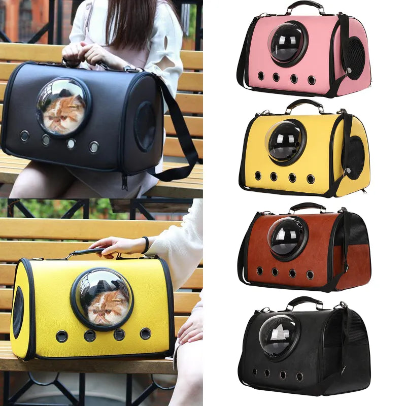 Unisex pet carrier bag for car with viewing window for cat or small dog, portable travel accessory
