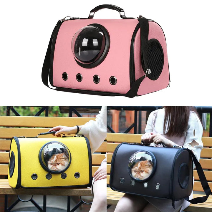 Unisex travel pet carrier with window for car, ideal for cats and miniature dogs, easy transport