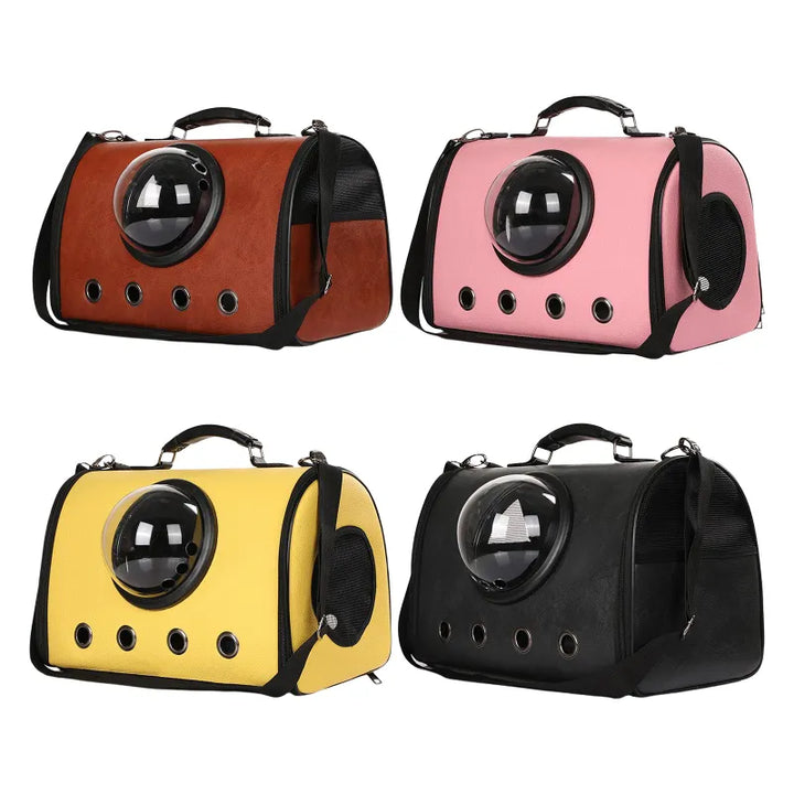 Small pet car carrier with a large viewing window, perfect for cats or dogs to see outside