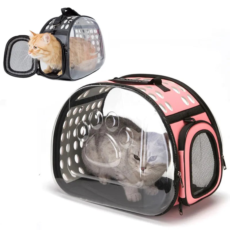 Unisex pet carrier bag with clear viewing window, ideal for car travel, portable dog or cat carrier