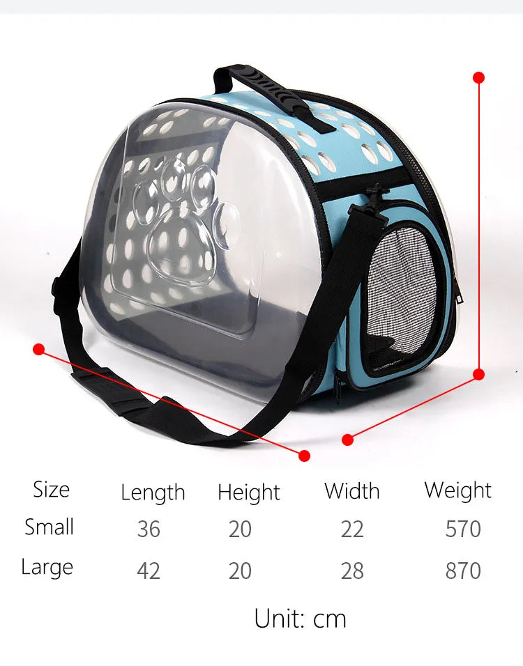 Portable pet carrier for car with mesh ventilation and viewing window, safe dog and cat travel bag