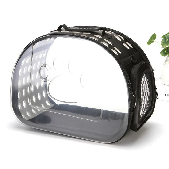 Car pet carrier bag with viewing window, ensuring pet comfort and safety during travel, highly portable