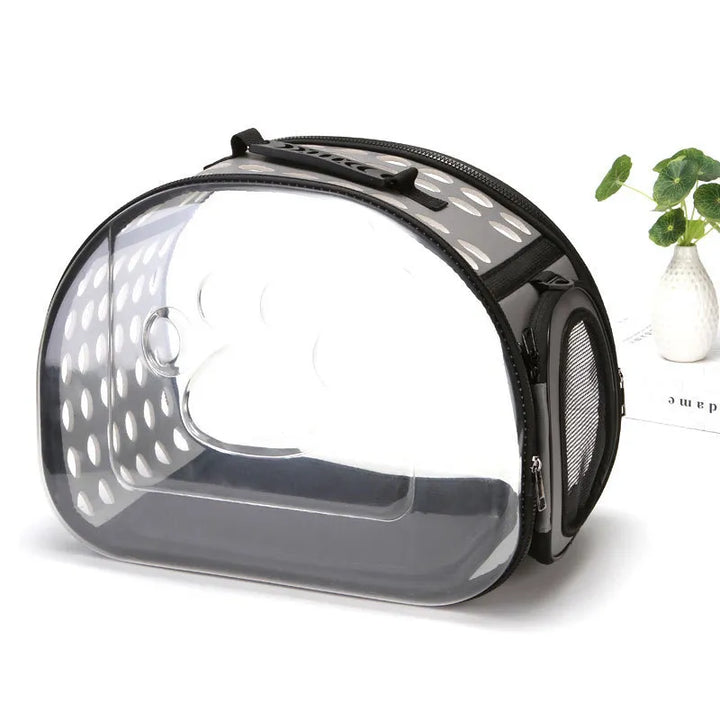 Secure and portable pet carrier with viewing window for car journeys, perfect for small pets