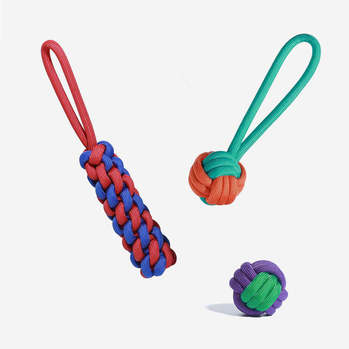 Unisex pet chew rope toy set for dogs, durable braided cotton for interactive play & teeth cleaning