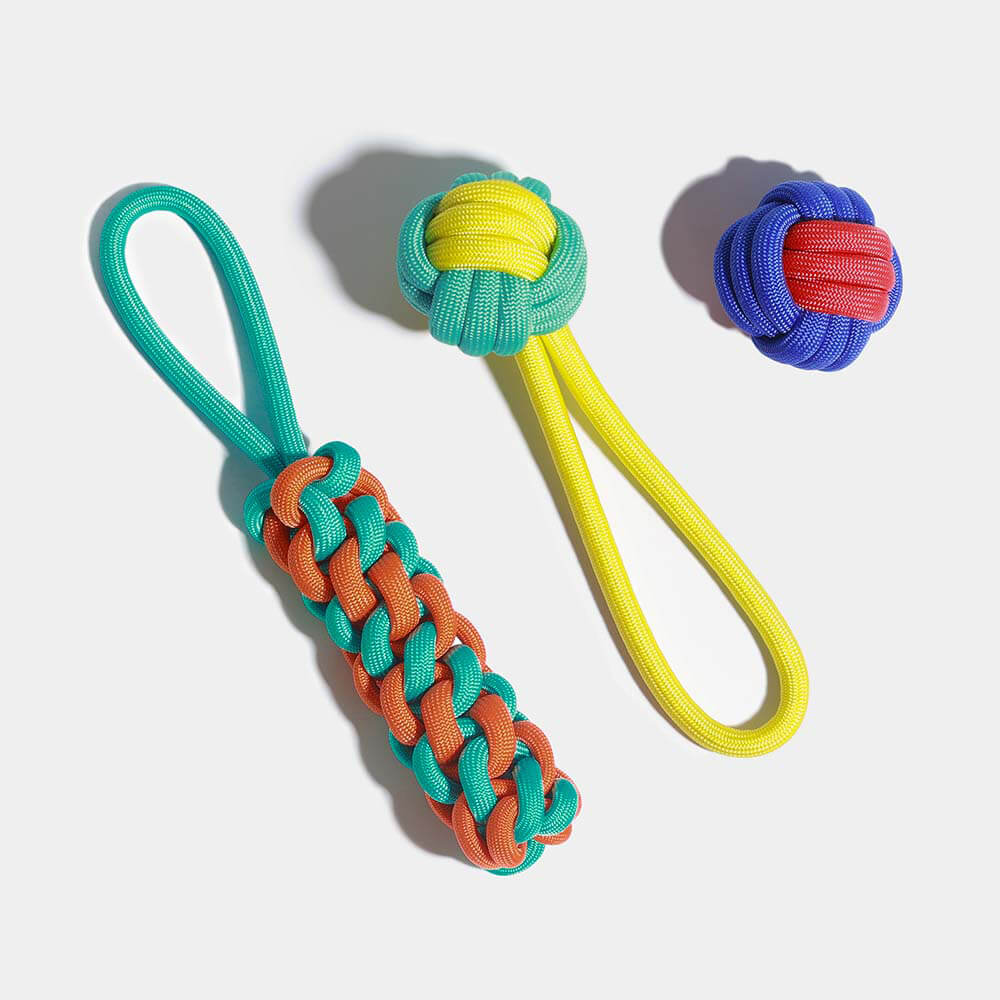 Eco-friendly pet chew rope toys, safe and non-toxic for dogs, aids in plaque removal & dental hygiene