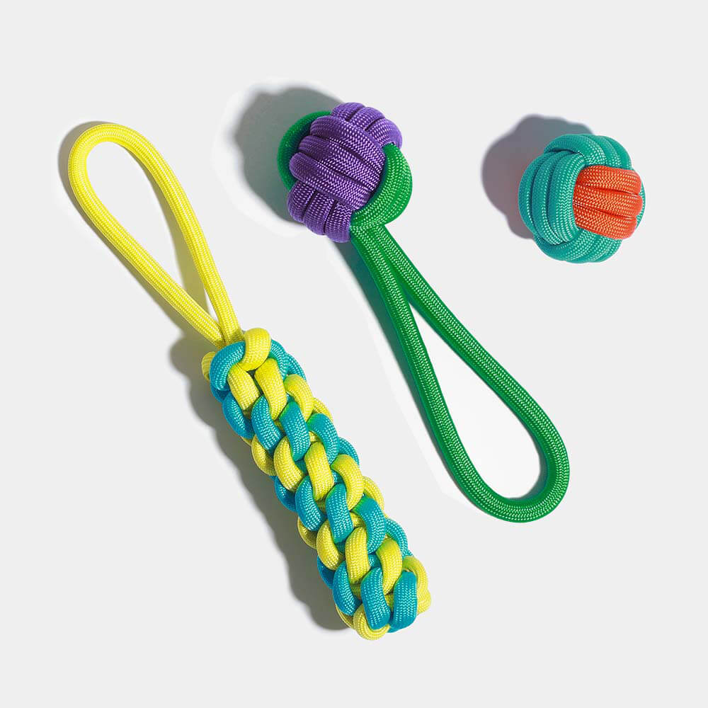 Variety of pet chew rope toys for dogs, promoting healthy teeth and gums through natural chewing