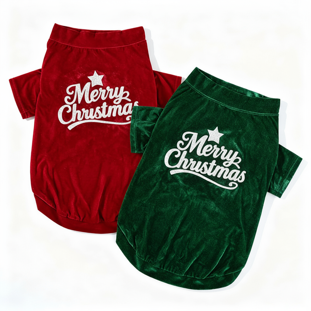 Unisex pet Christmas pajamas, red with white snowflakes, soft stretchy fabric for dogs, festive holiday outfit