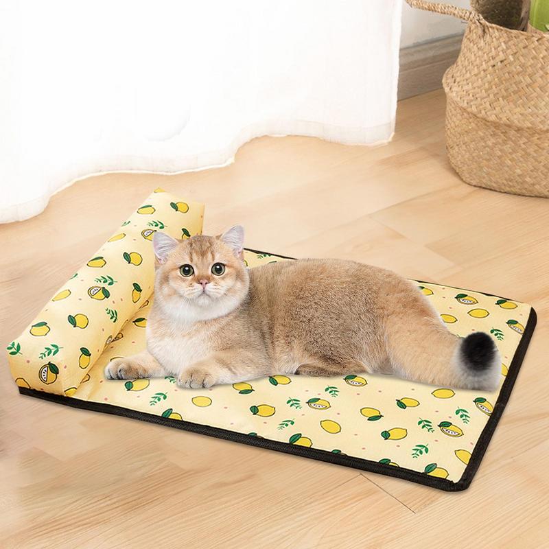 Foldable pet cooling mat, lightweight & portable, ideal for travel or outdoor use, washable design