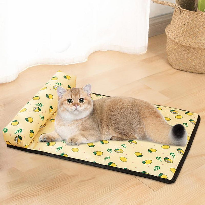 Foldable pet cooling mat, lightweight & portable, ideal for travel or outdoor use, washable design