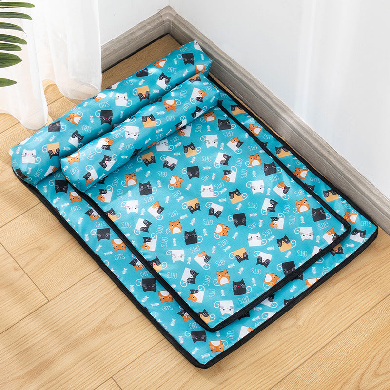 Assortment of pet cooling mats in various sizes, washable and perfect for summer pet comfort