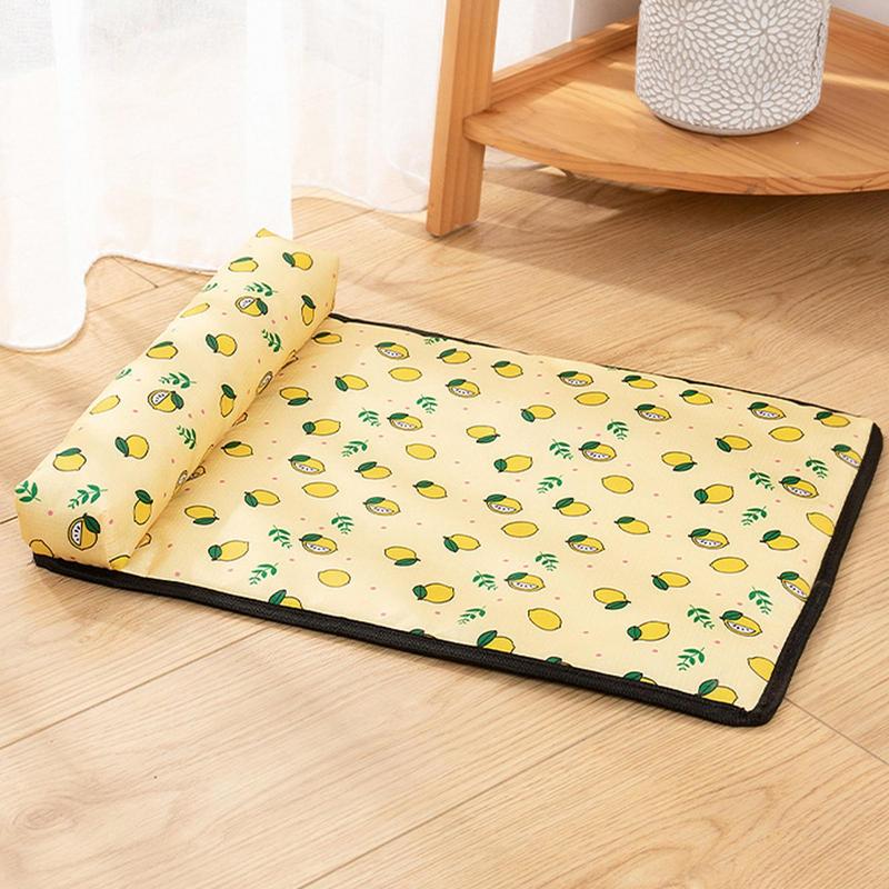 Pet cooling mat placed on a patio, suitable for outdoor large dogs, portable and easy to maintain