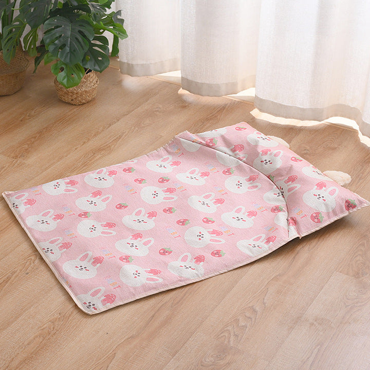 Unisex pet cooling mat with blue gel for summer comfort, ideal dog bed for hot weather relief