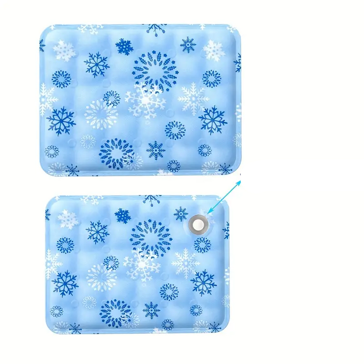 Portable ice gel pet mat providing cooling relief for dogs and cats on a warm day.
