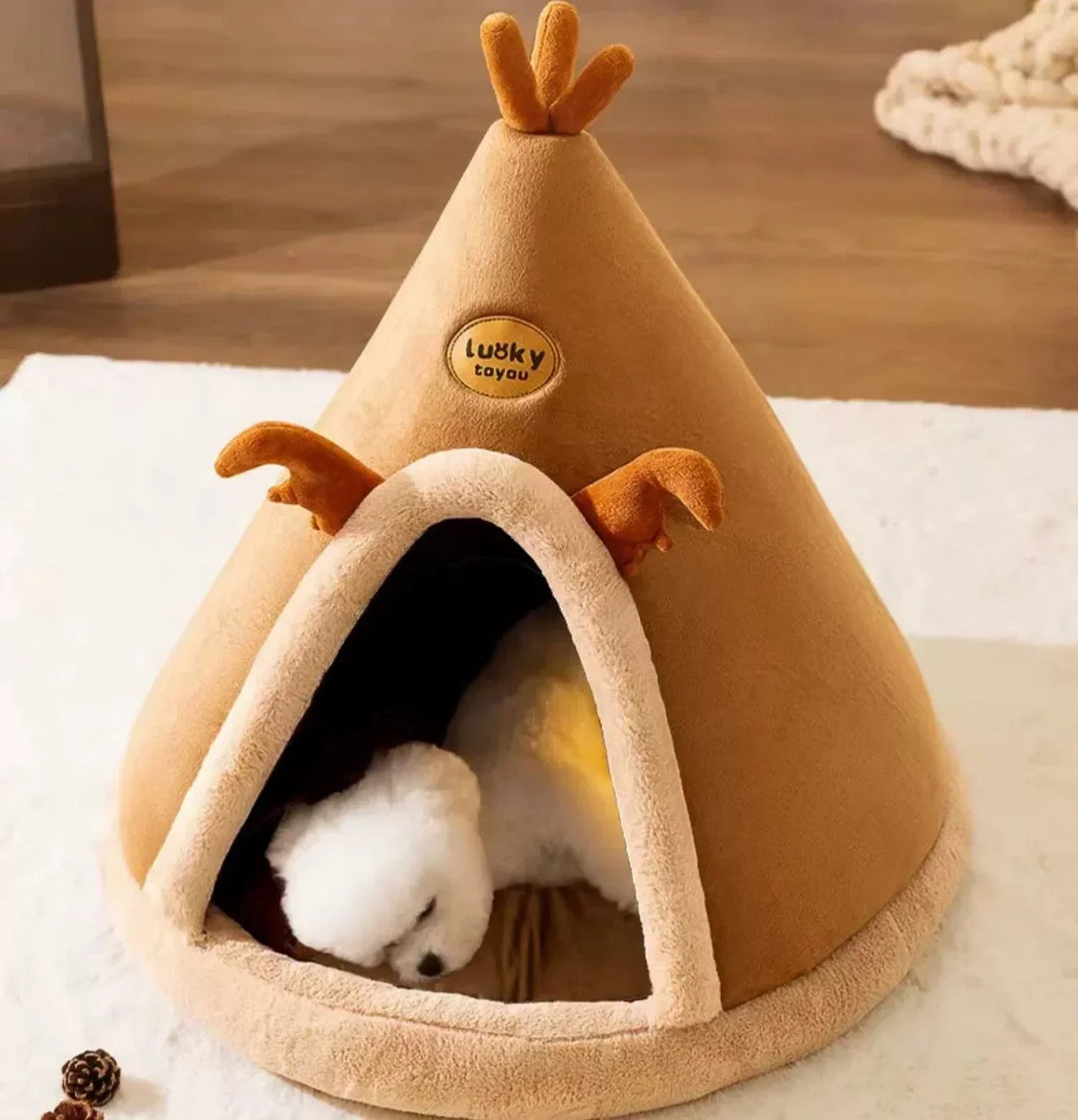 Unisex pet cozy cave for dogs and cats, a plush sleep retreat and animal sanctuary.