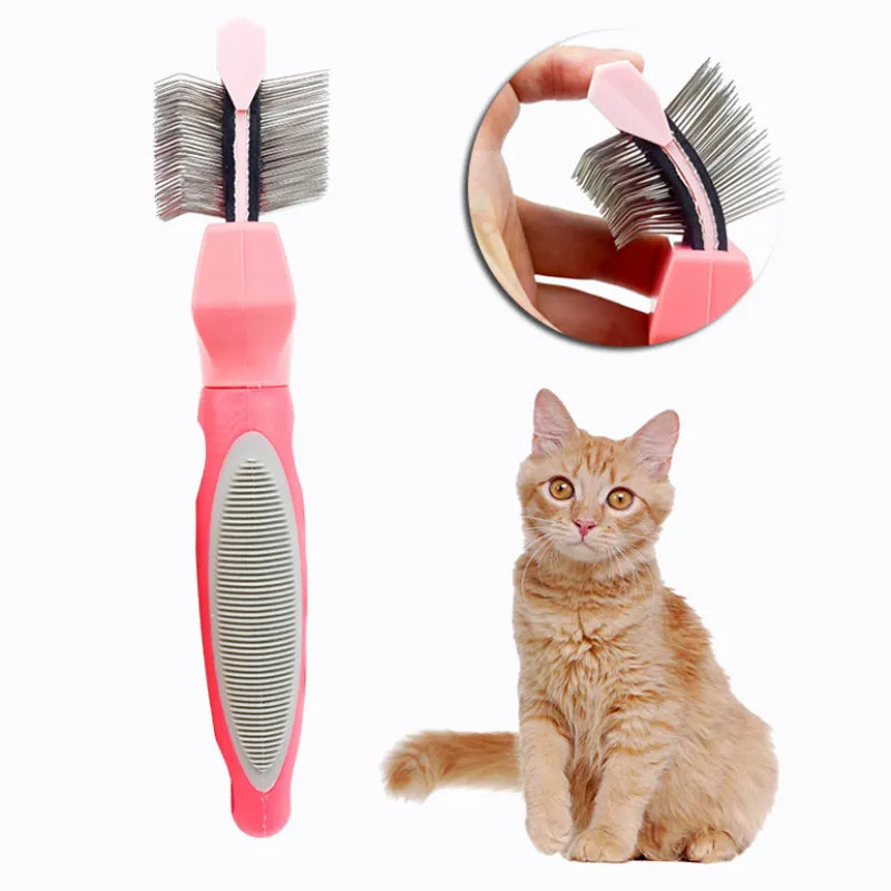 Unisex pet detangling shampoo brush for cats & dogs, effective fur removal during grooming and bathing