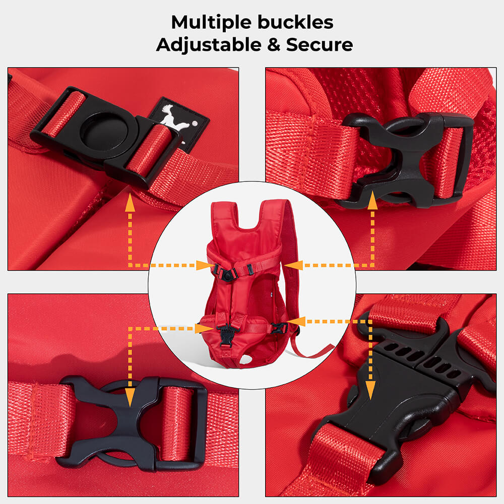 Pet travel accessory: Dog backpack carrier, comfortably fitting a small dog inside.