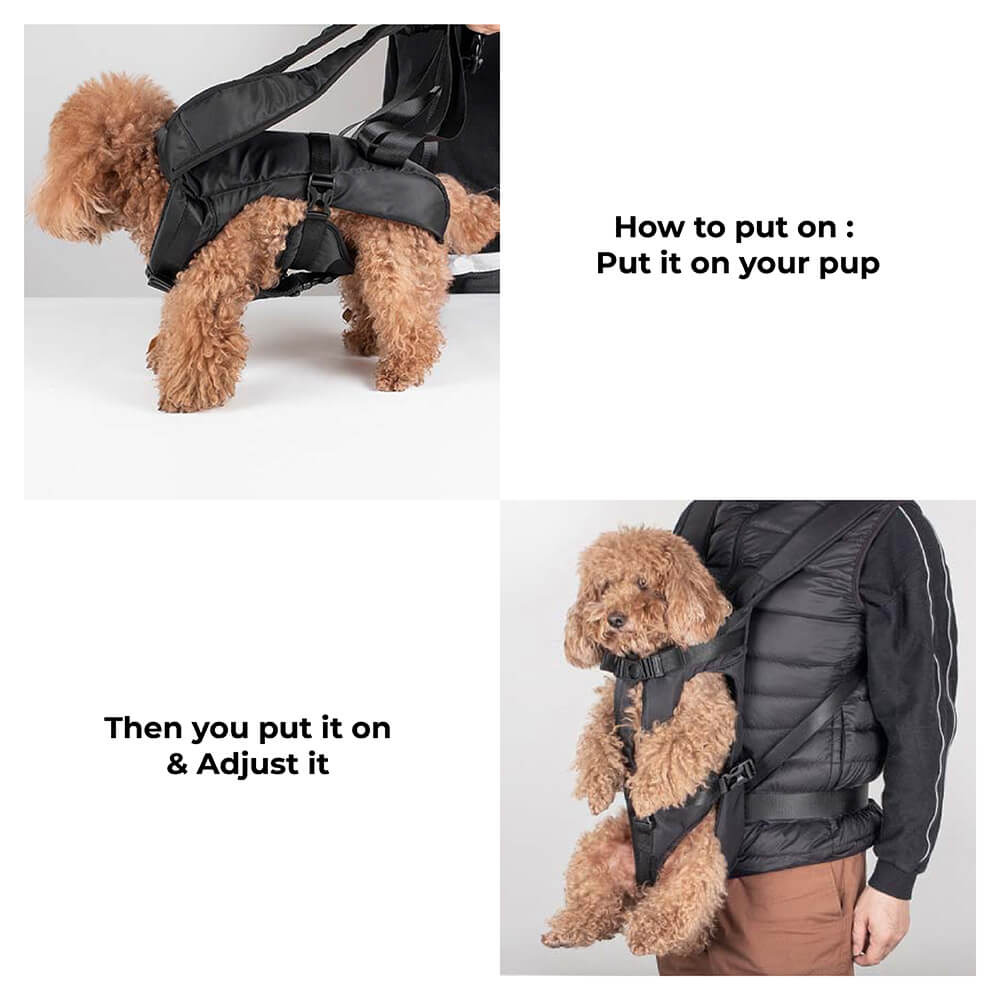 Medium dog carrier backpack, open to show spacious interior for pet comfort.