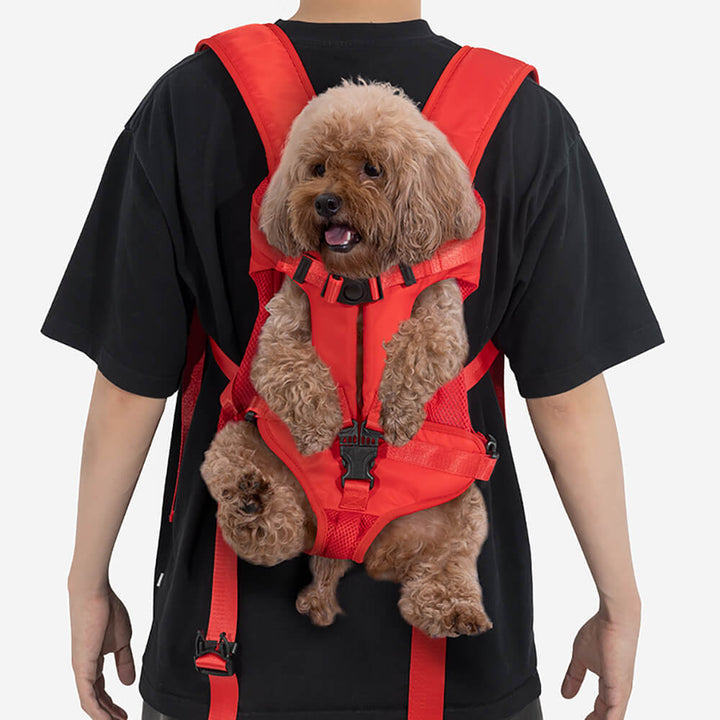 Unisex pet dog travel backpack featuring multiple pockets and strong hardware.