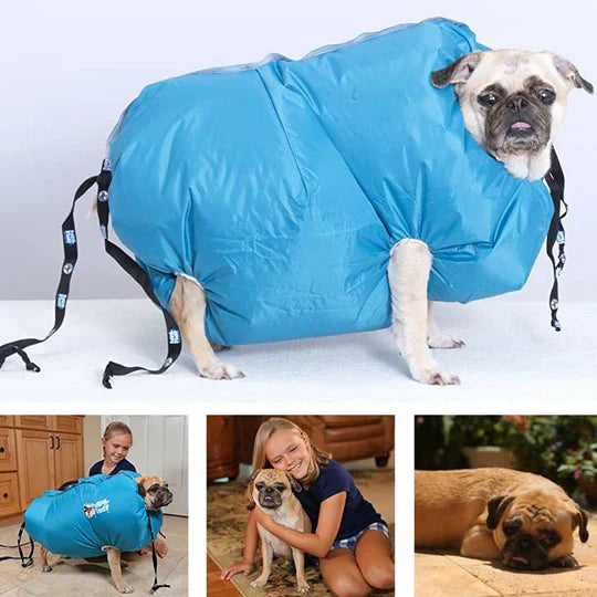 Animal comfort pet drying coat with warm air for wet weather, dog dryer
