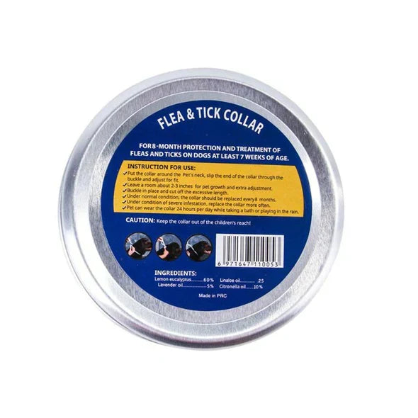 Natural flea & tick collar for pets. Waterproof, long-lasting protection for dogs & cats. Easy to use pest control.