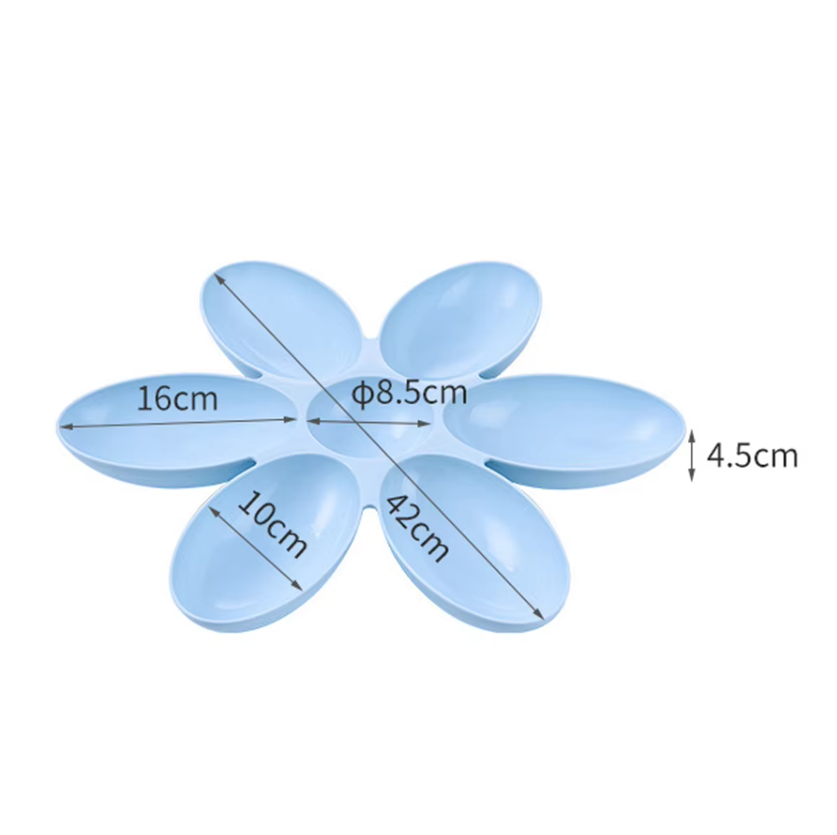 Multi-pet flower slow feeder dish, 6 individual bowls, durable pet supplies, suitable for dog and cat food