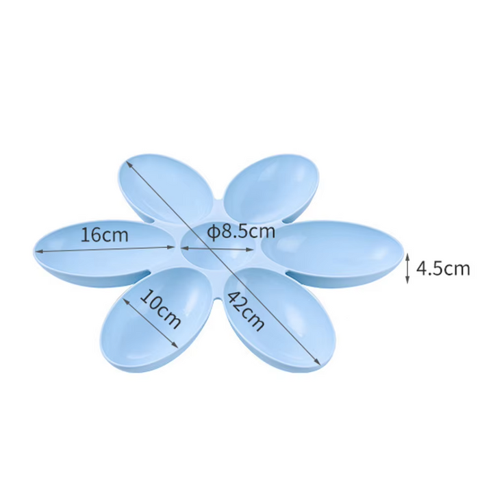 Multi-pet flower slow feeder dish, 6 individual bowls, durable pet supplies, suitable for dog and cat food