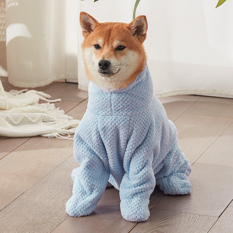Quick-dry pet drying towel, a full-body absorbent dog bathrobe with hood for all dogs.
