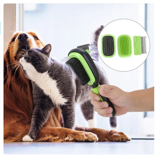 High-quality pet brush with detachable deshedding attachment for effective fur care