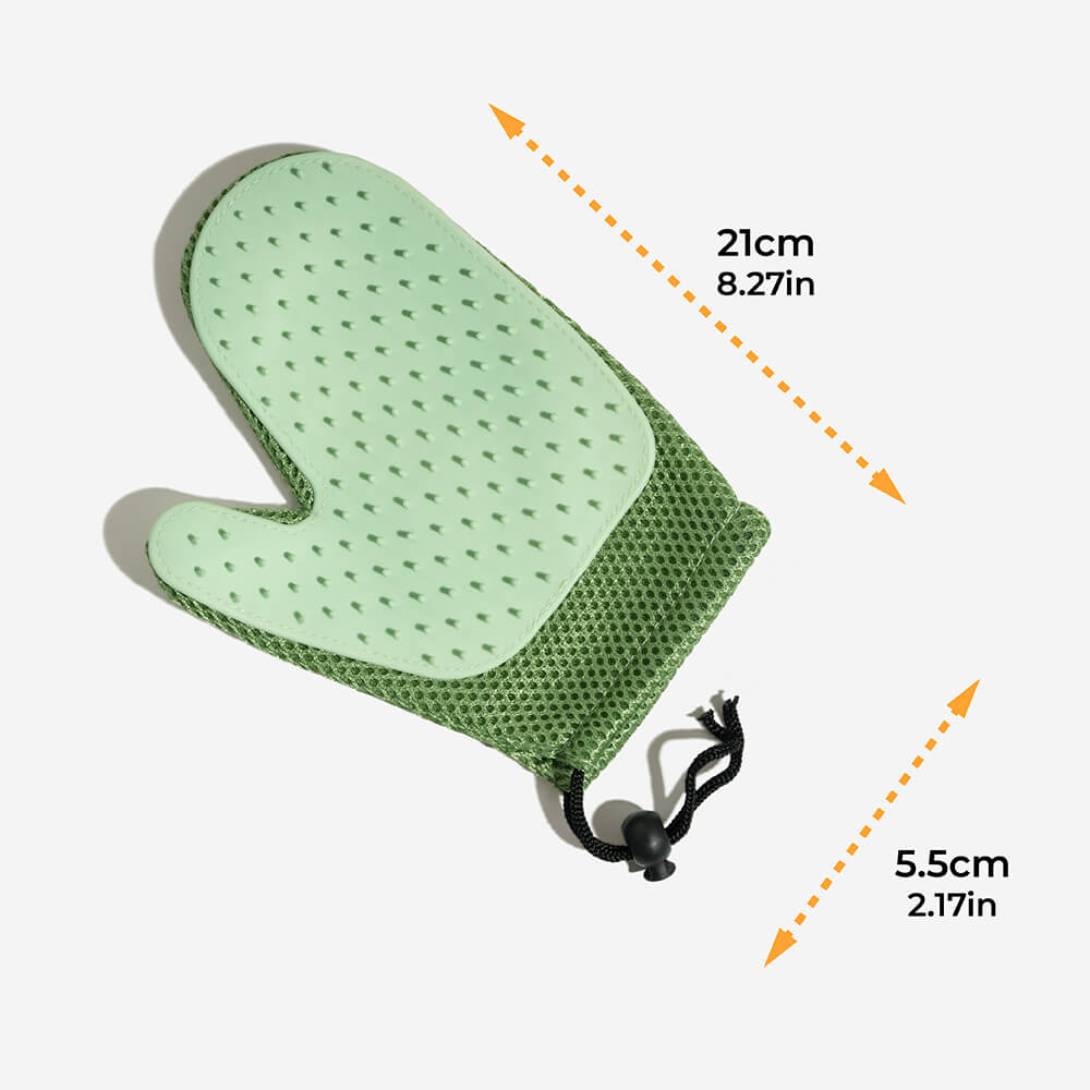 Durable silicone pet grooming massage glove, essential pet supply for animal care.