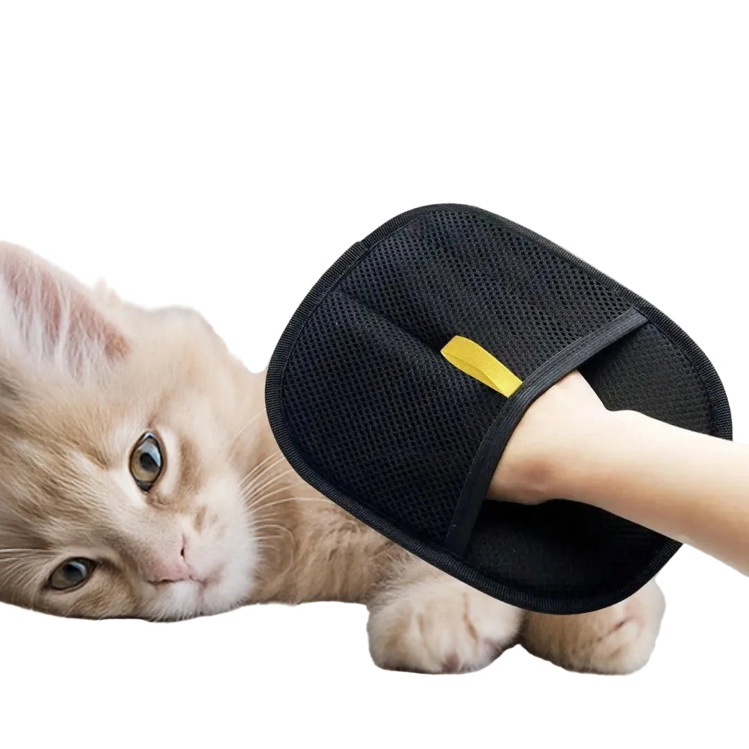 Pet care mitt for animal massage, removes loose fur from dogs & cats, versatile grooming tool