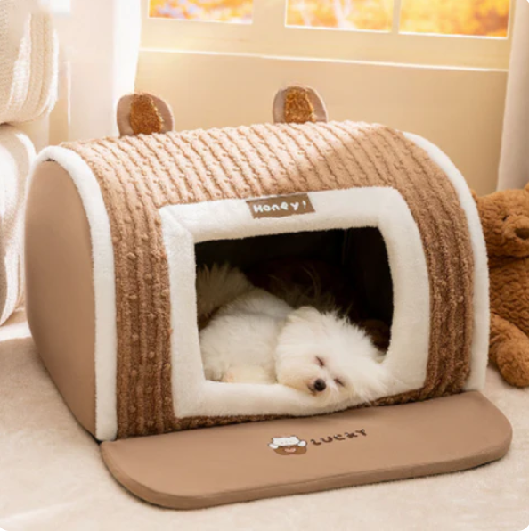 Unisex pet house with removable cushion, an ideal cozy dog or cat bed retreat for small pets