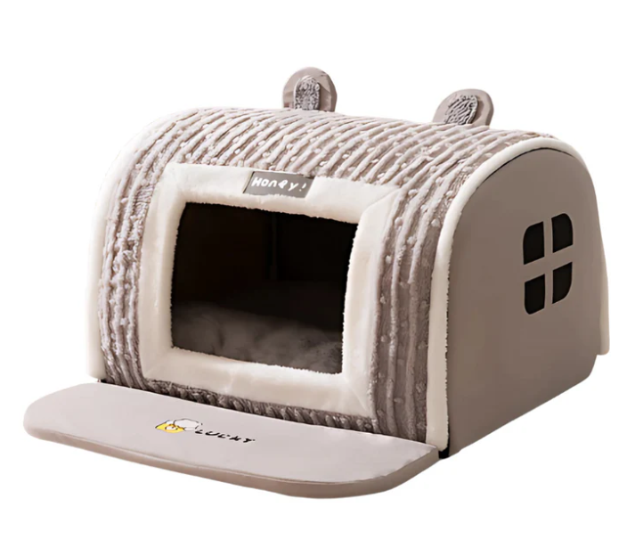 Comfortable pet house with a soft, removable crate mat, suitable for dogbed or catbed use