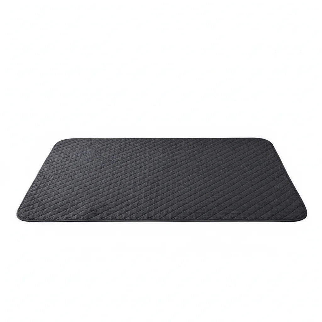 Close-up of soft microfiber pet bed protector, machine washable for easy cleaning