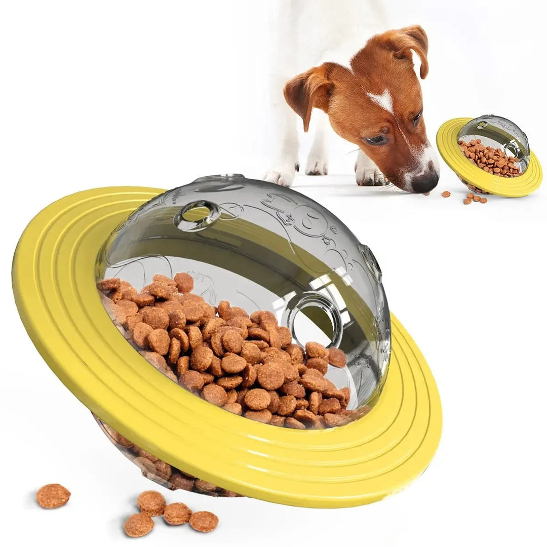 Unisex pet interactive dog training ball toy, red, for mental stimulation and treat dispensing.