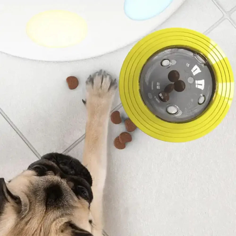 Close-up of a green interactive dog toy ball, perfect for pet training and engaging playtime.