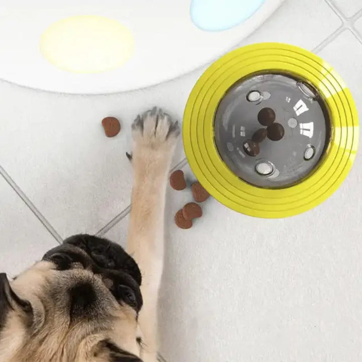 Close-up of a green interactive dog toy ball, perfect for pet training and engaging playtime.