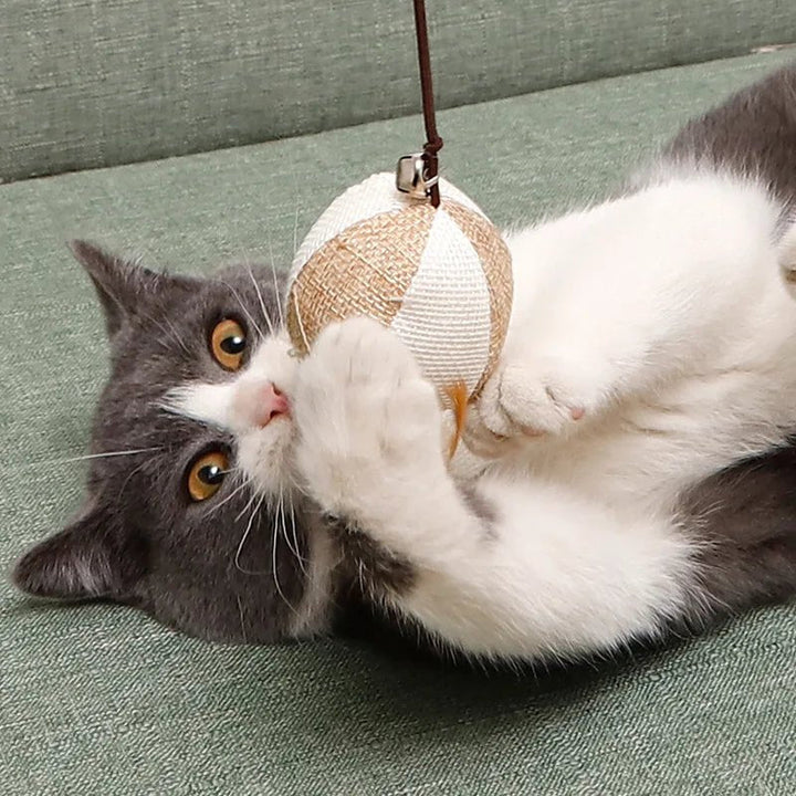 Durable cat toy feather wand for kittens and adult cats, promoting healthy playtime