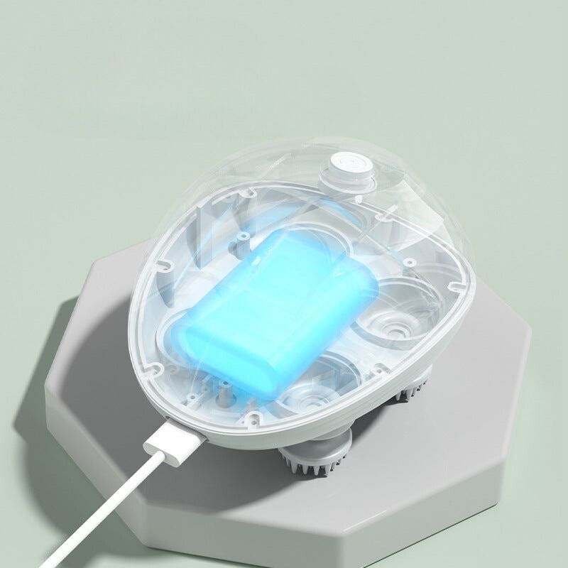 Close-up of a rubber-tipped pet massager, ideal for pet grooming and wellbeing for cats and dogs.
