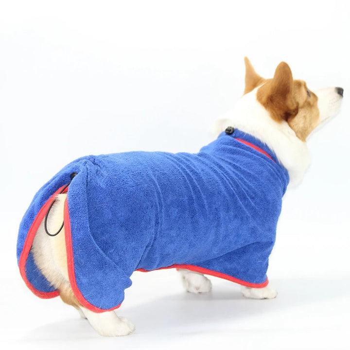 Blue microfiber petrobe, quick-drying dog bathrobe for efficient pet care after bath