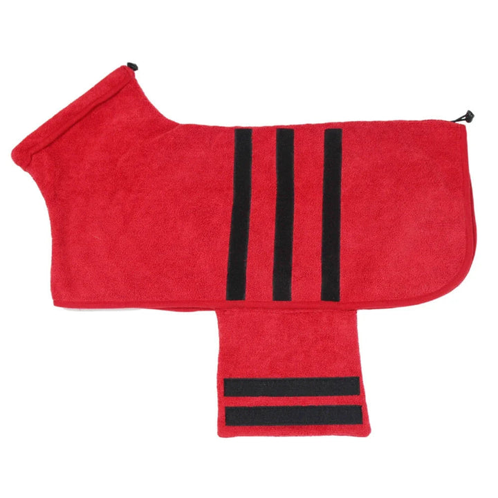 Unisex pet bathrobe made from ultra-absorbent microfiber, great for pet grooming and drying.