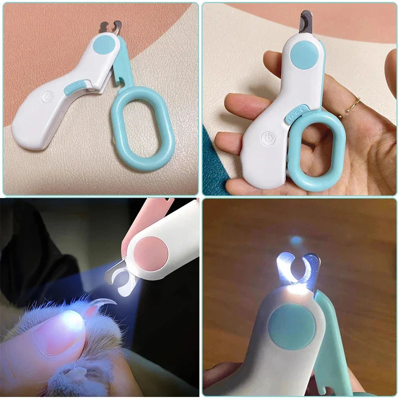 Pet grooming tool: unisex nail clippers with LED light, ensuring accurate and stress-free animal care.