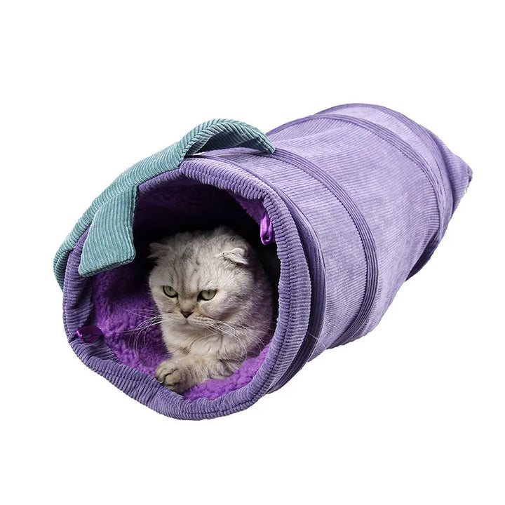 Unisex pet play flower tunnel for cats, interactive cat toy with bright flower design for pets