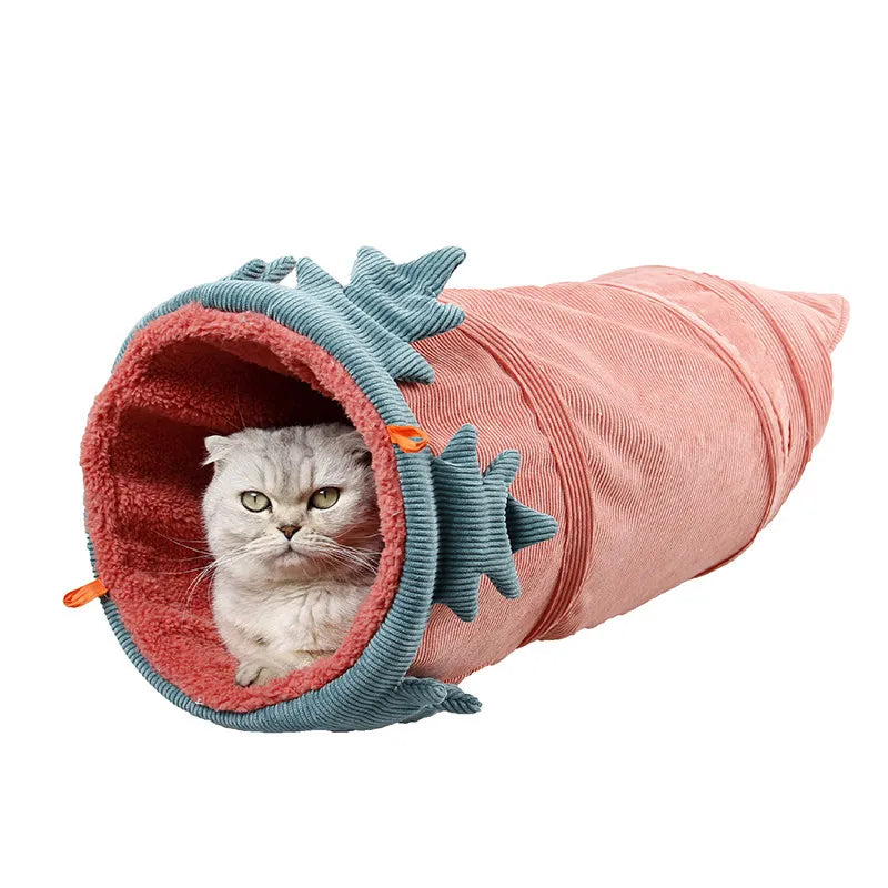 Bright yellow flower-shaped cat play tunnel, an engaging interactive toy for pet agility